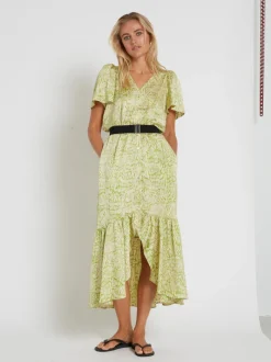 New Bruuns Bazaar AcaciaBBHanielle jurk - Mosgroene print