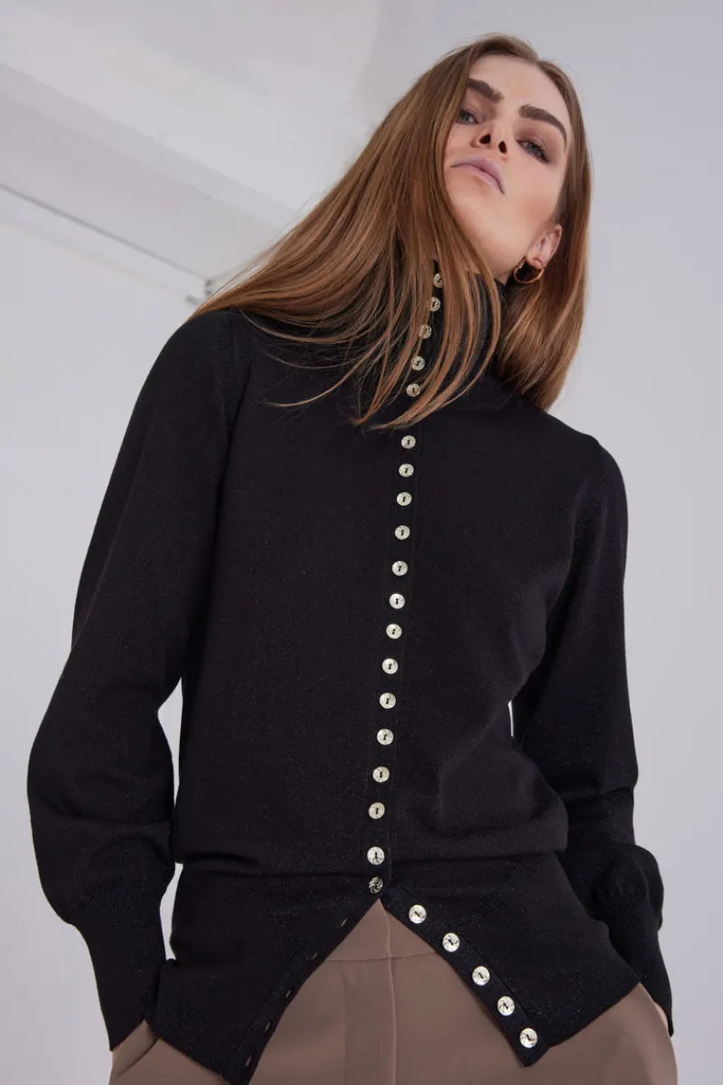 Hot Bruuns Bazaar AnemonesBBAuga gebreid vest - Zwart / Zwart lurex