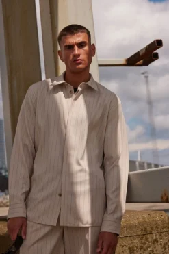 Sale Bruuns Bazaar ApricotBBBrent shirt - Light Grey stripes
