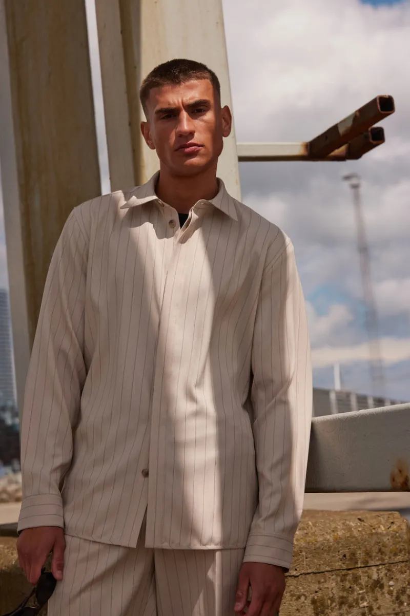Sale Bruuns Bazaar ApricotBBBrent shirt - Light Grey stripes