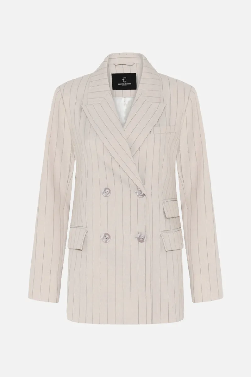 Best Bruuns Bazaar ApricotBBLinda blazer - Light Grey stripes