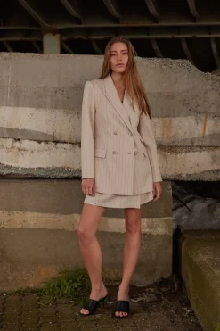 Best Bruuns Bazaar ApricotBBLinda blazer - Light Grey stripes