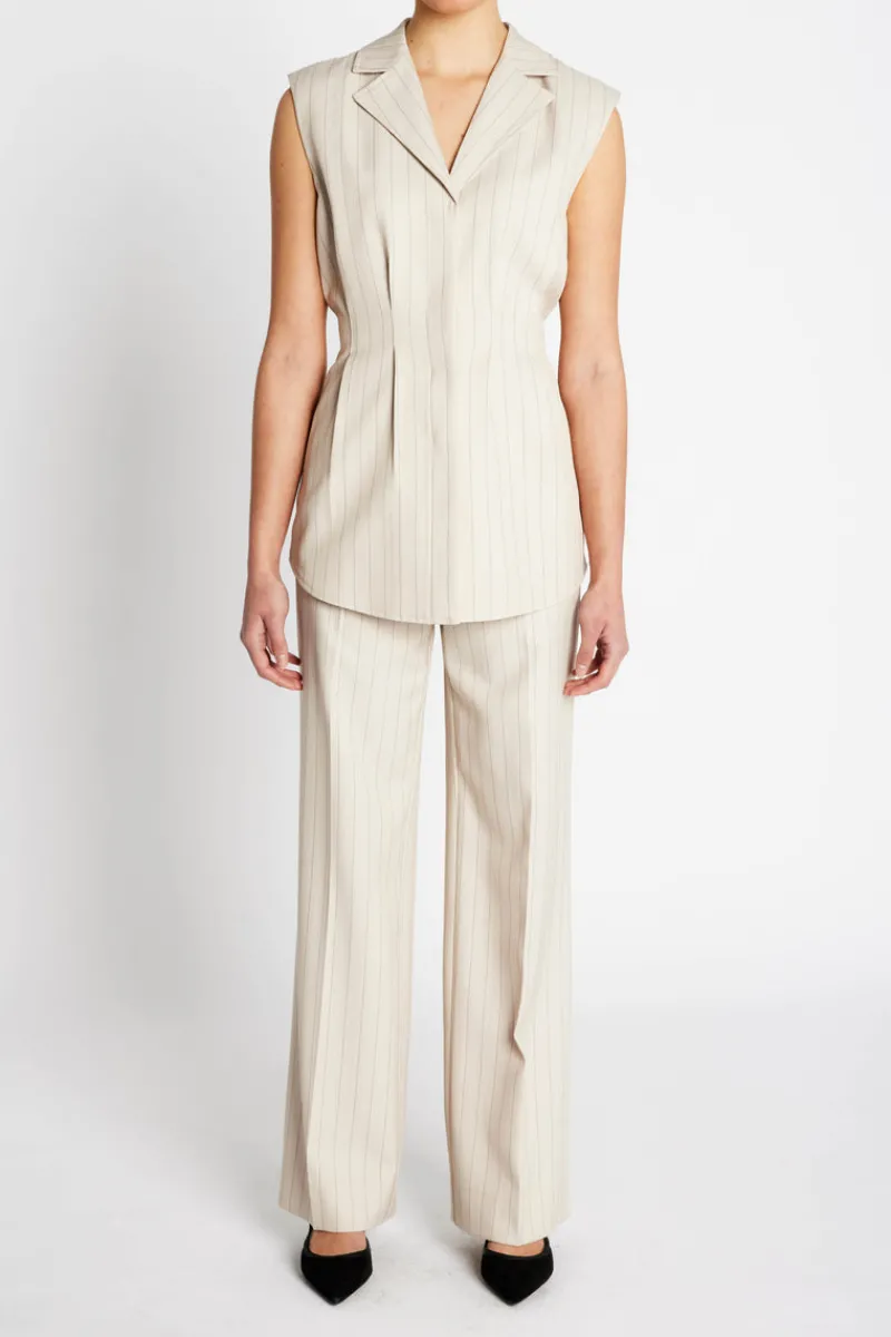 Online Bruuns Bazaar ApricotBBUrwa waistcoat - Light Grey stripes