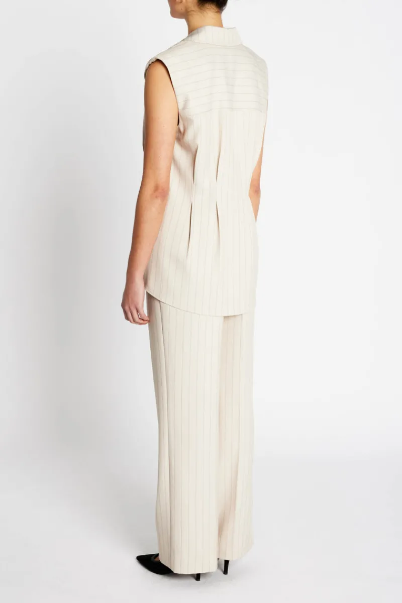 Online Bruuns Bazaar ApricotBBUrwa waistcoat - Light Grey stripes