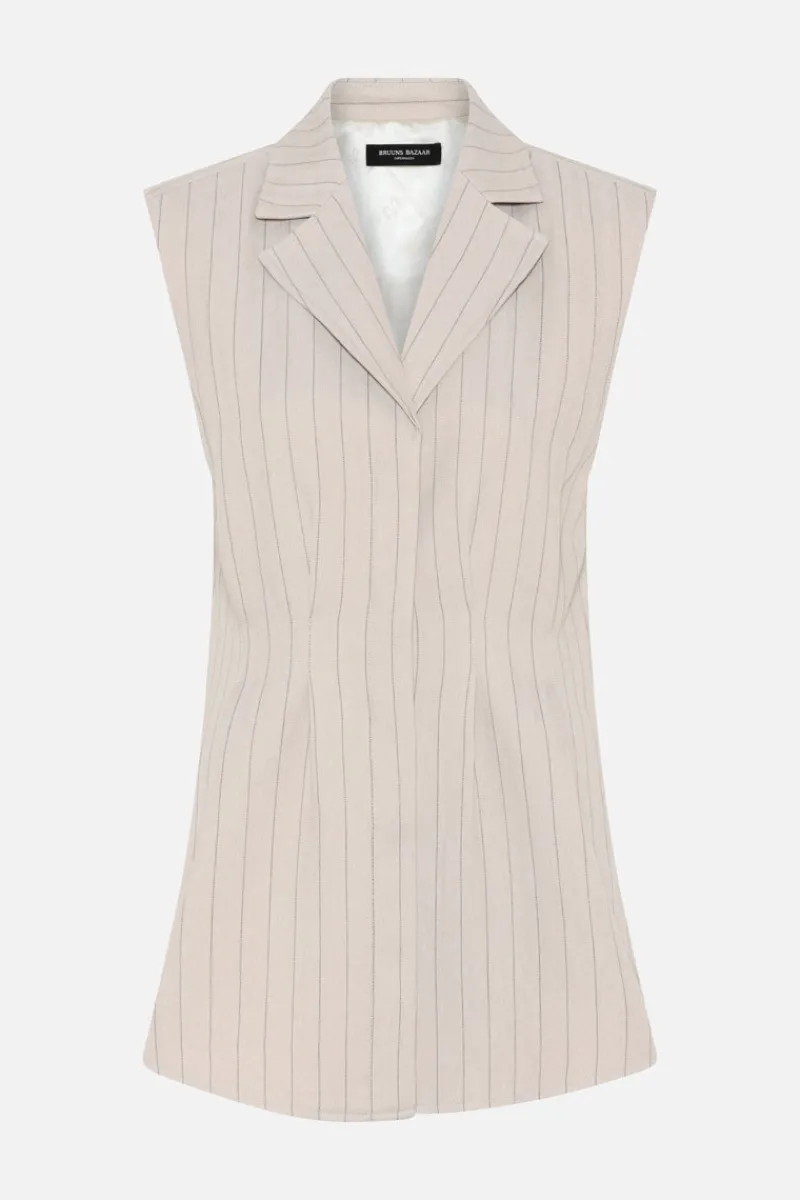 Online Bruuns Bazaar ApricotBBUrwa waistcoat - Light Grey stripes