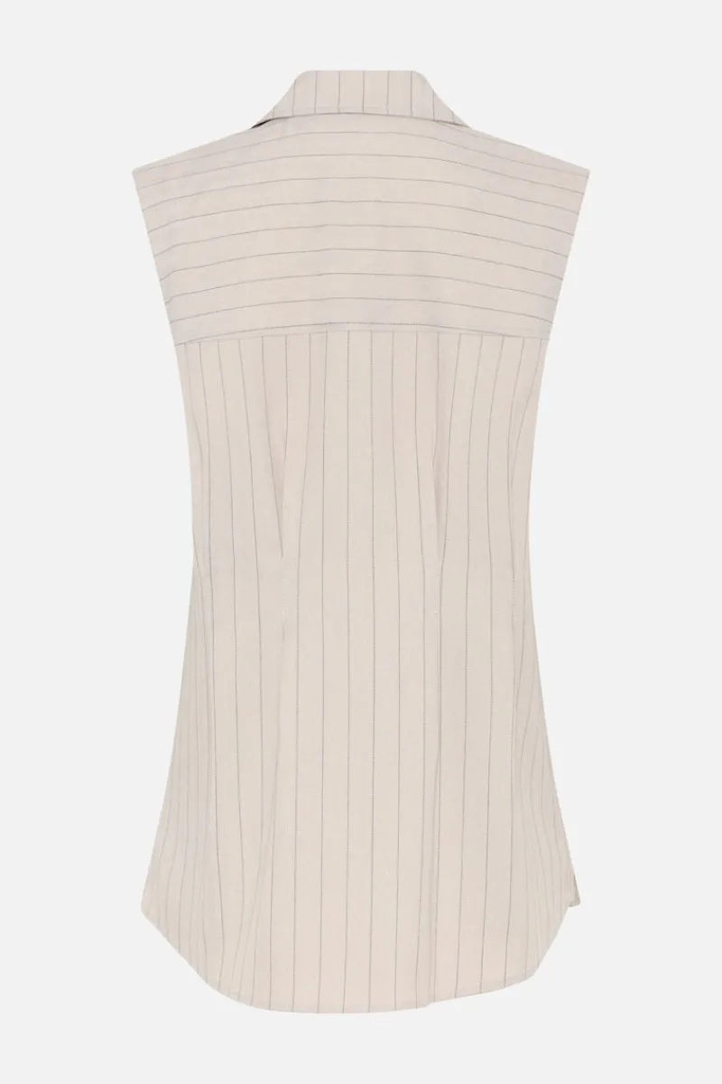 Online Bruuns Bazaar ApricotBBUrwa waistcoat - Light Grey stripes