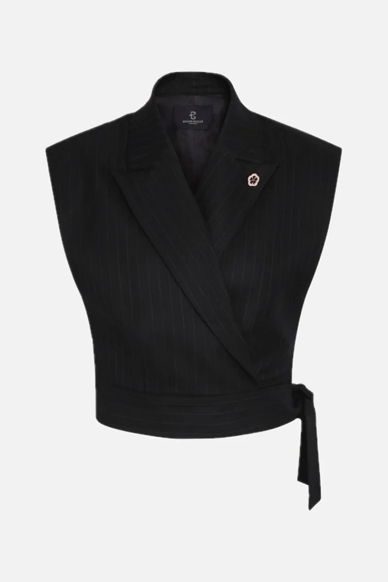 Best Bruuns Bazaar BillBBerin gilet - Zwarte krijtstreep