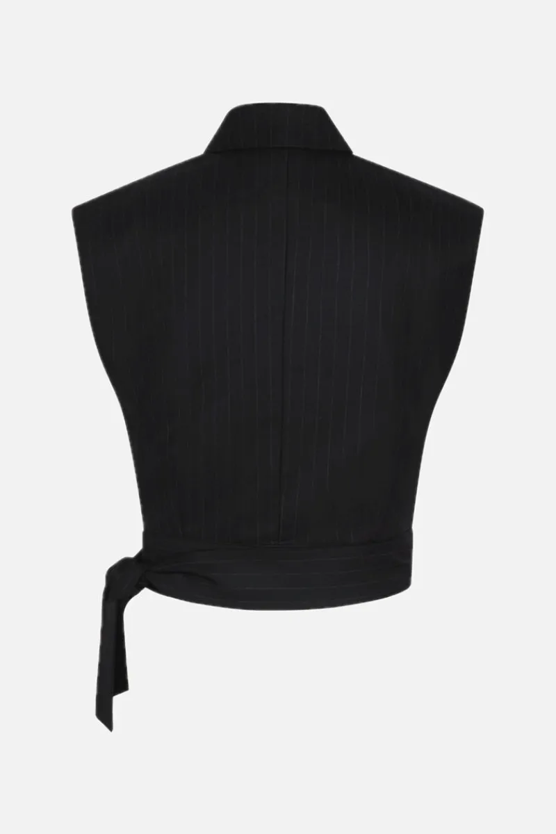 Best Bruuns Bazaar BillBBerin gilet - Zwarte krijtstreep