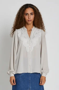 Discount Bruuns Bazaar CamillaBBAbenas shirt - Silver Cloud