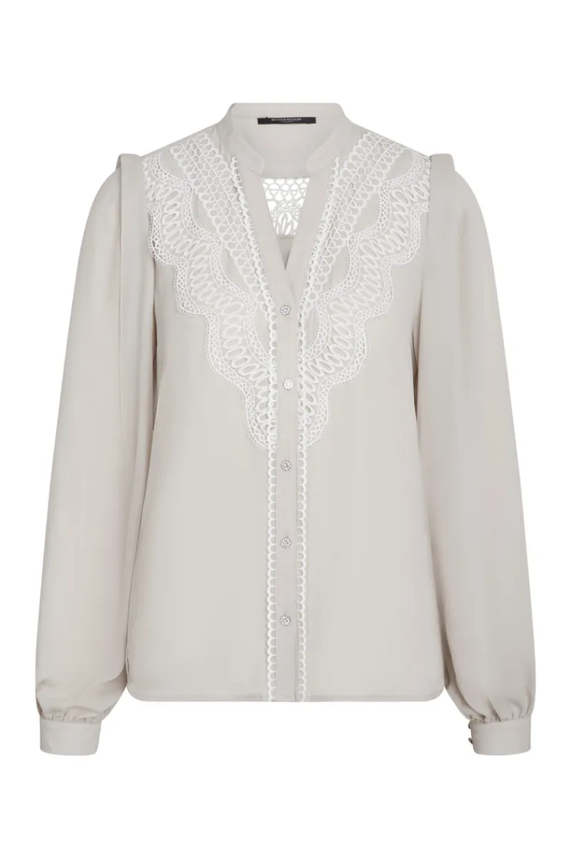 Discount Bruuns Bazaar CamillaBBAbenas shirt - Silver Cloud