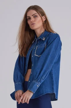 Sale Bruuns Bazaar CanaBBBess shirt - Dark Blue denim