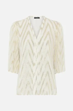 Sale Bruuns Bazaar CollardBBMajlya blouse - Kit w Metallic