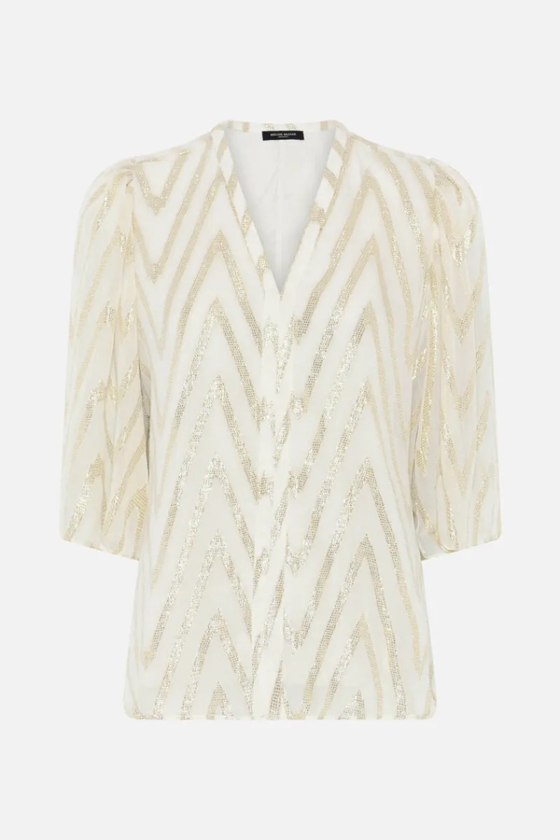 Sale Bruuns Bazaar CollardBBMajlya blouse - Kit w Metallic
