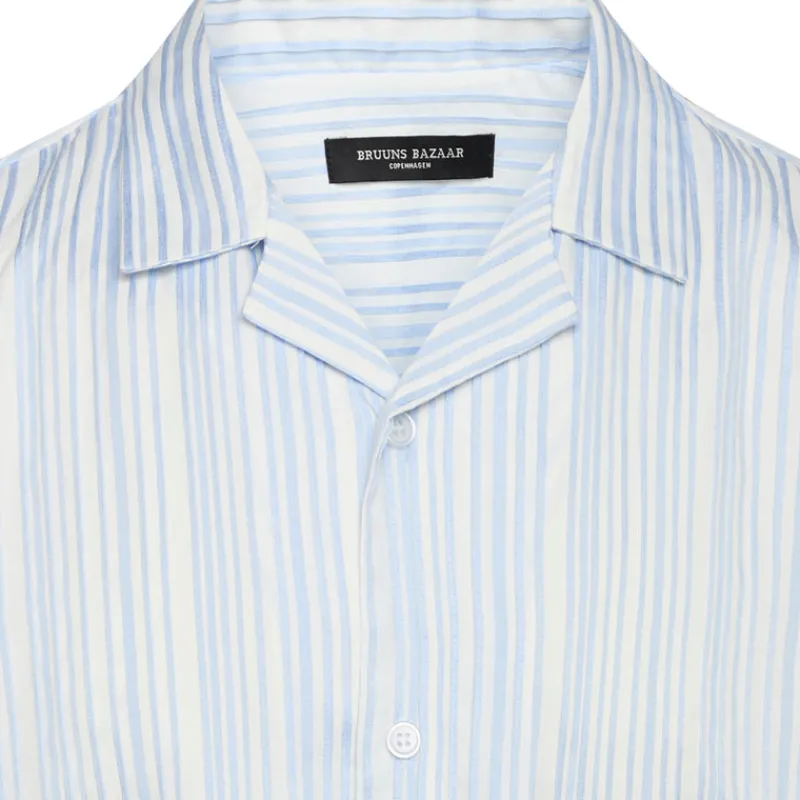 Fashion Bruuns Bazaar DimensionBBHomme shirt - Light blue stripe