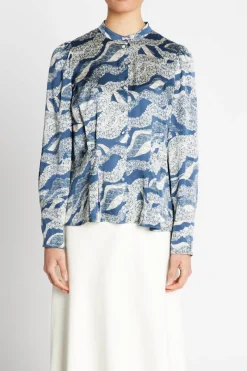 Discount Bruuns Bazaar FloretBBZeas shirt - Blue lace print
