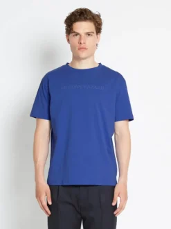 Outlet Bruuns Bazaar GusBBLogo T-shirt - Oogverblindend blauw