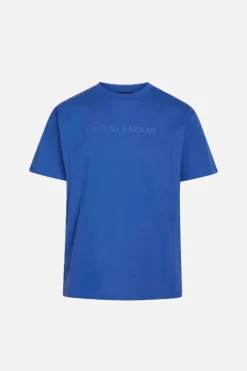 Outlet Bruuns Bazaar GusBBLogo T-shirt - Oogverblindend blauw