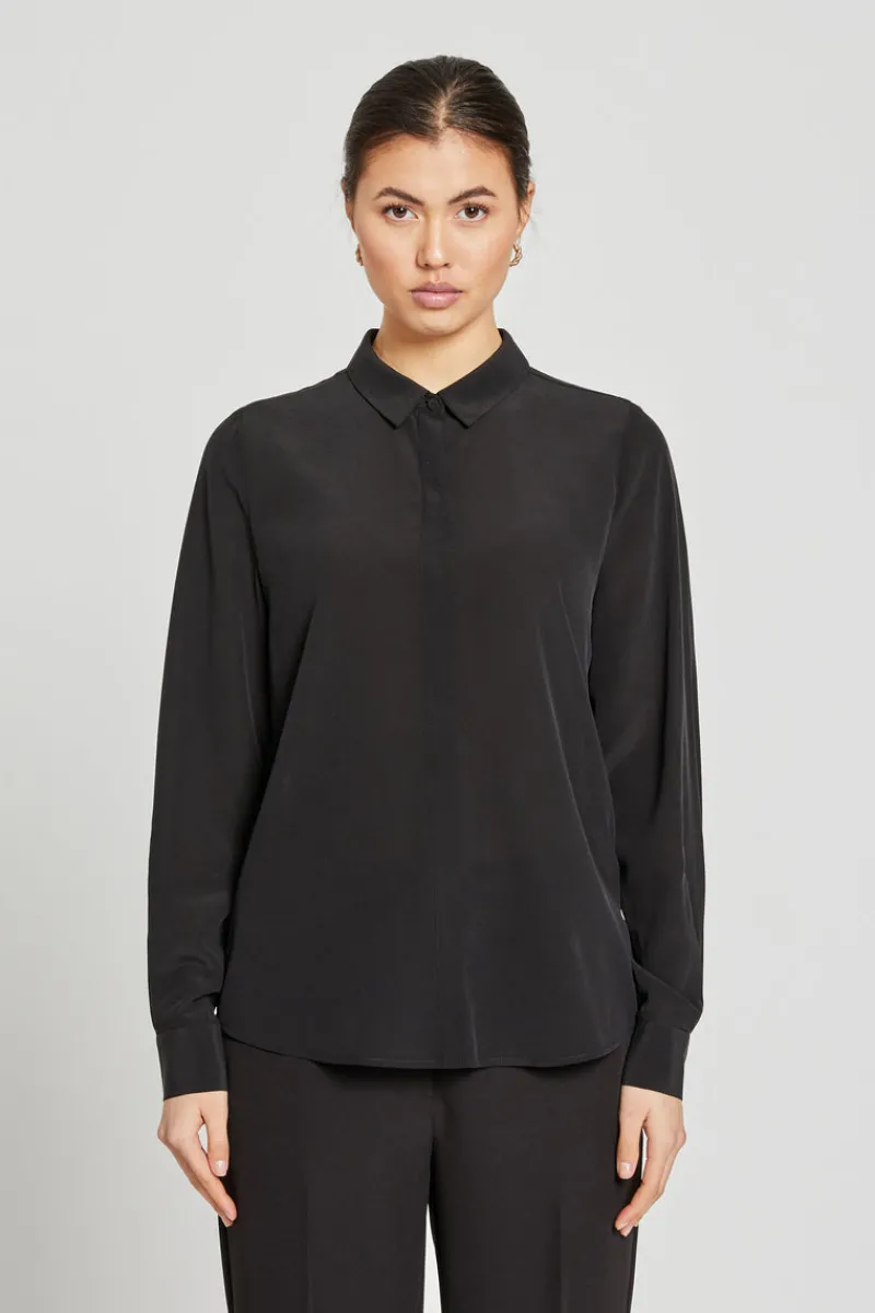 Fashion Bruuns Bazaar Lillie Corinna zijden overhemd - Zwart