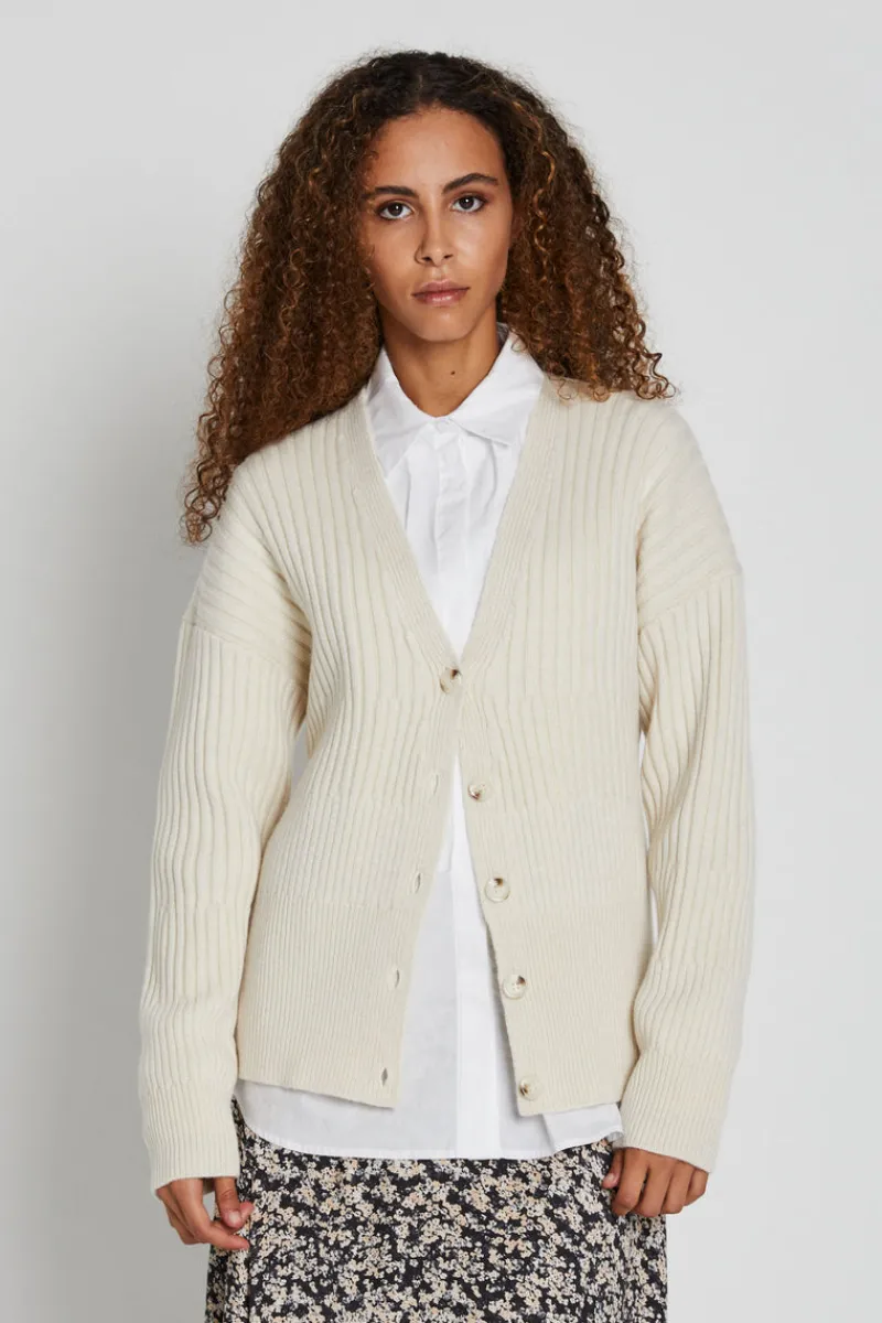 Discount Bruuns Bazaar LobataBBCarine knit cardigan - Snow White / Sand