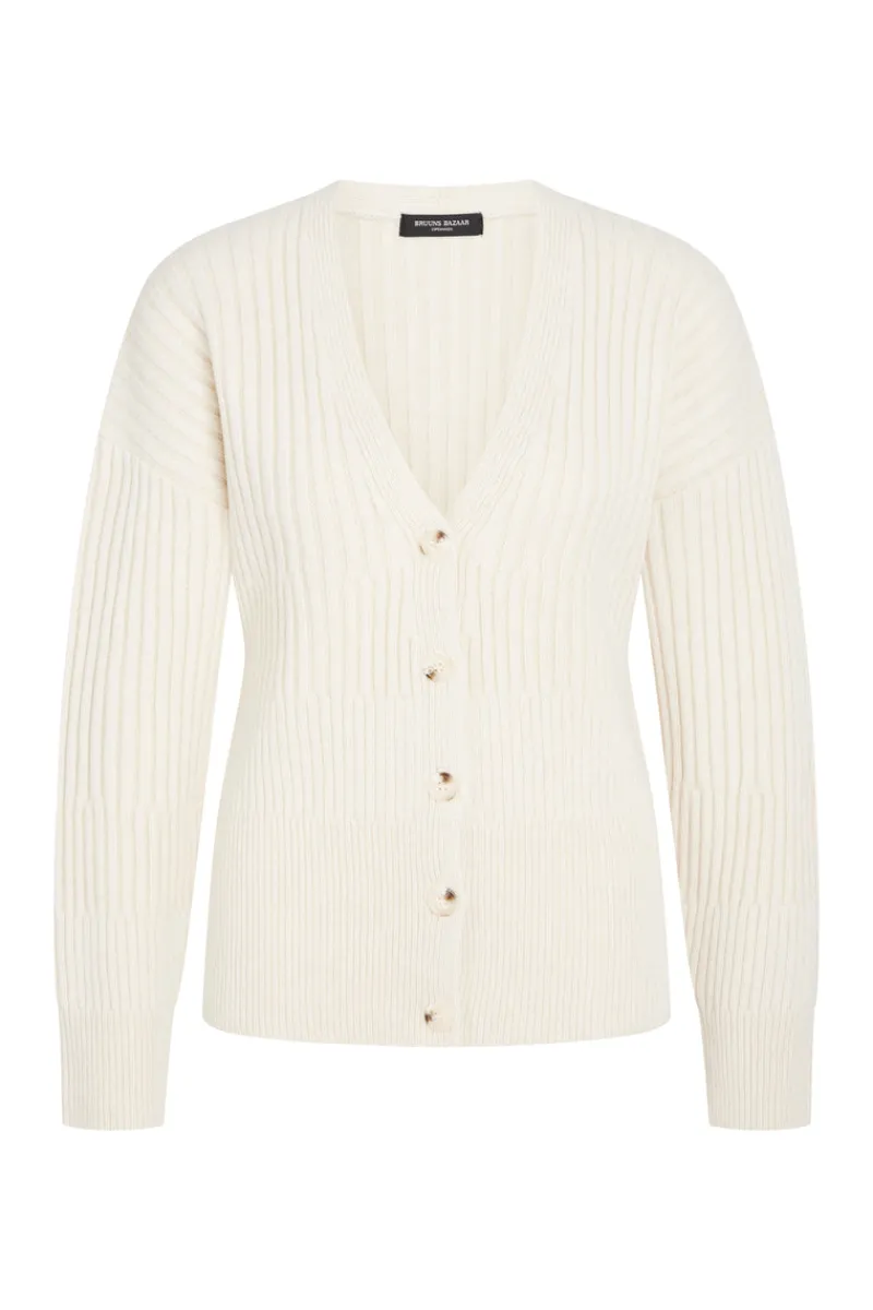 Discount Bruuns Bazaar LobataBBCarine knit cardigan - Snow White / Sand