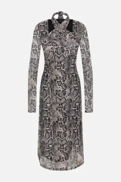 Discount Bruuns Bazaar Phlox Galathea jurk - Donkere slangenprint