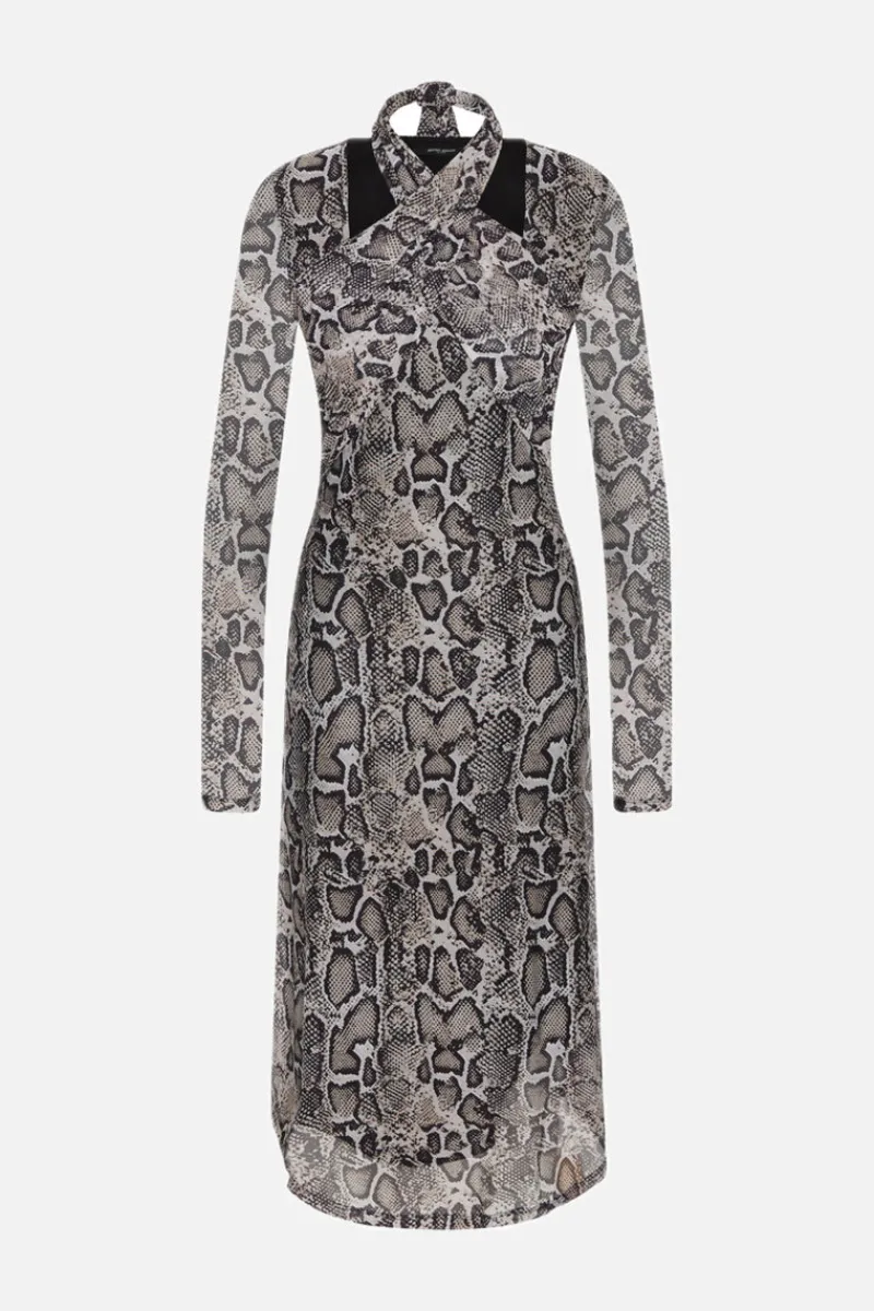 Discount Bruuns Bazaar Phlox Galathea jurk - Donkere slangenprint