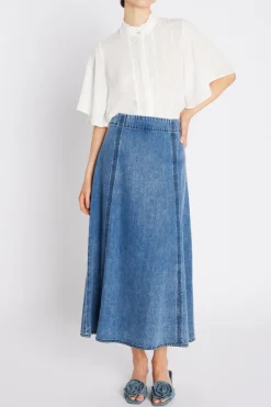 Online Bruuns Bazaar PlatieBBAliya skirt - Blue Denim