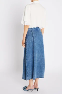 Online Bruuns Bazaar PlatieBBAliya skirt - Blue Denim