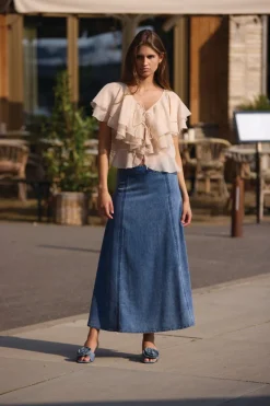 Online Bruuns Bazaar PlatieBBAliya skirt - Blue Denim