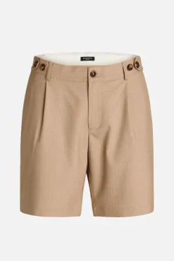 Best Bruuns Bazaar StaticeBBCity short - Zandkleurige krijtstreep